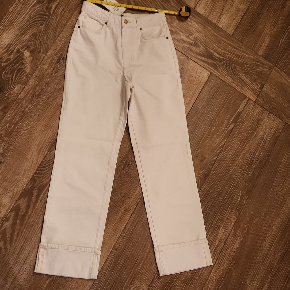 H&M Straight High-Waist Jeans - Off-White